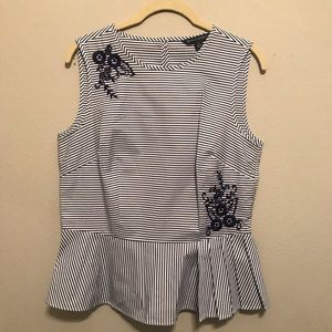 Brooks Brothers striped embroidered peplum top